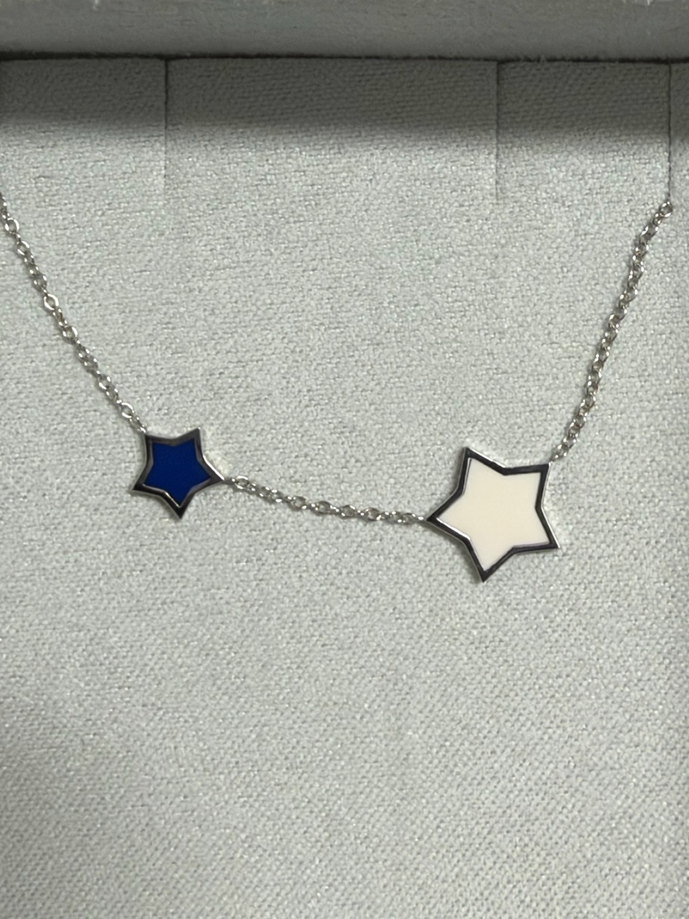 NIB Baby Gold Custom Twinkle Star White Gold Enamel Necklace